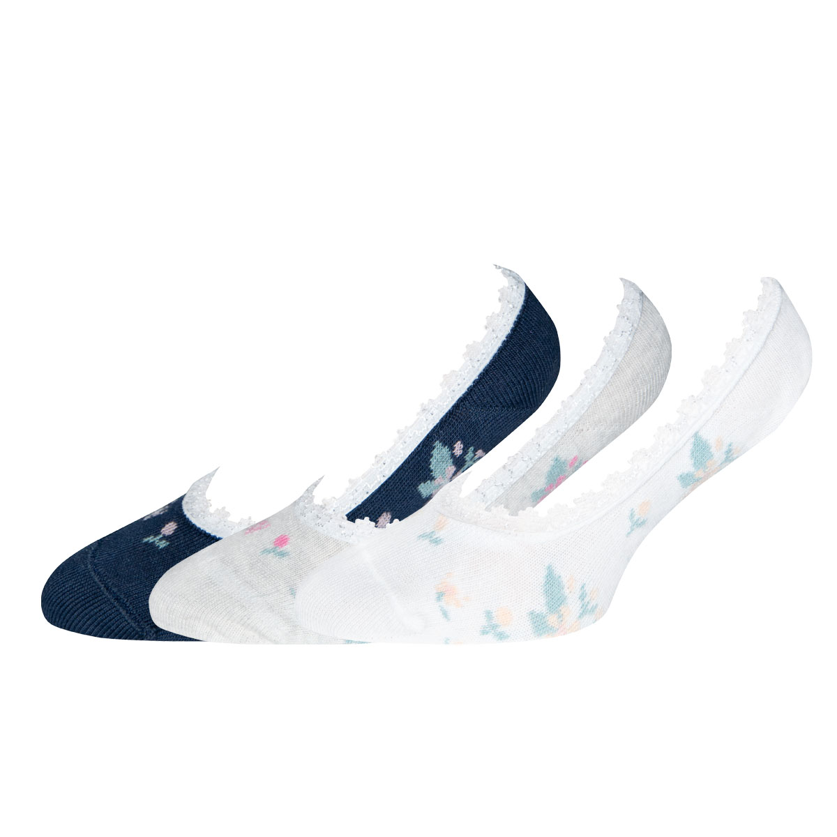 Sneakersocken 3er Pack Füßlinge Blümchen