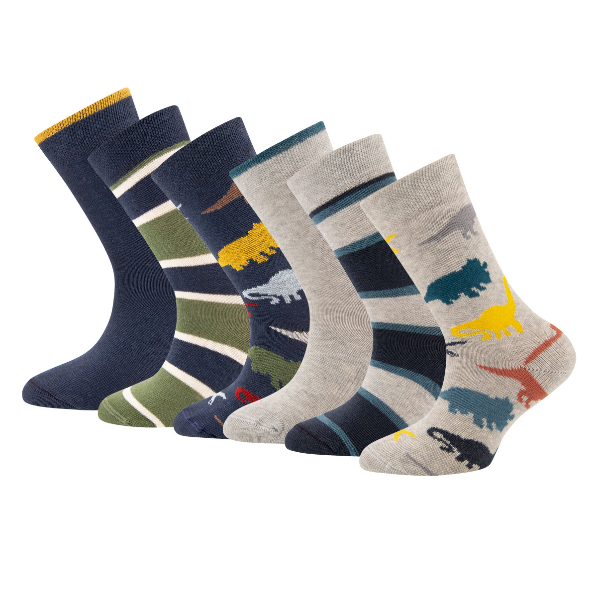 Socken 6er Pack Ringel/Dino