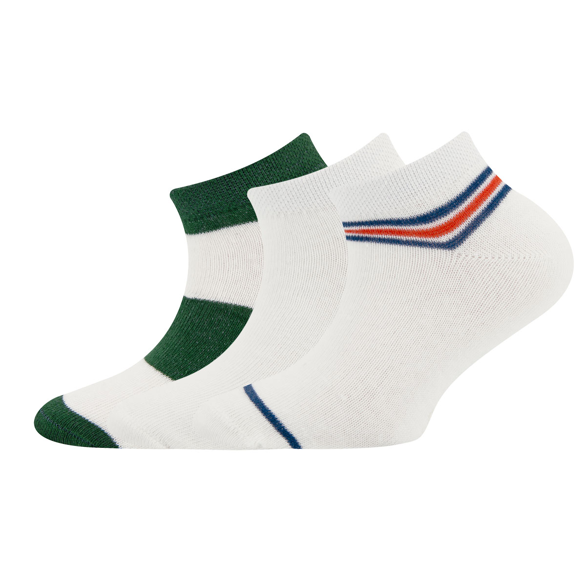 Sneakersocken 3er Pack Ringel/Uni