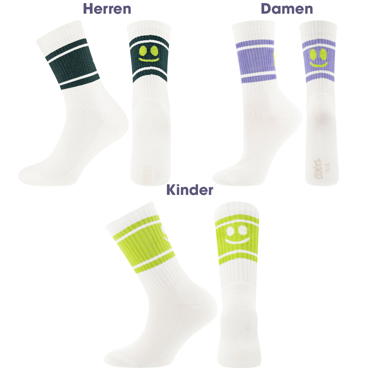 Tennissocken Kinder Ringel/Smile Mini Me