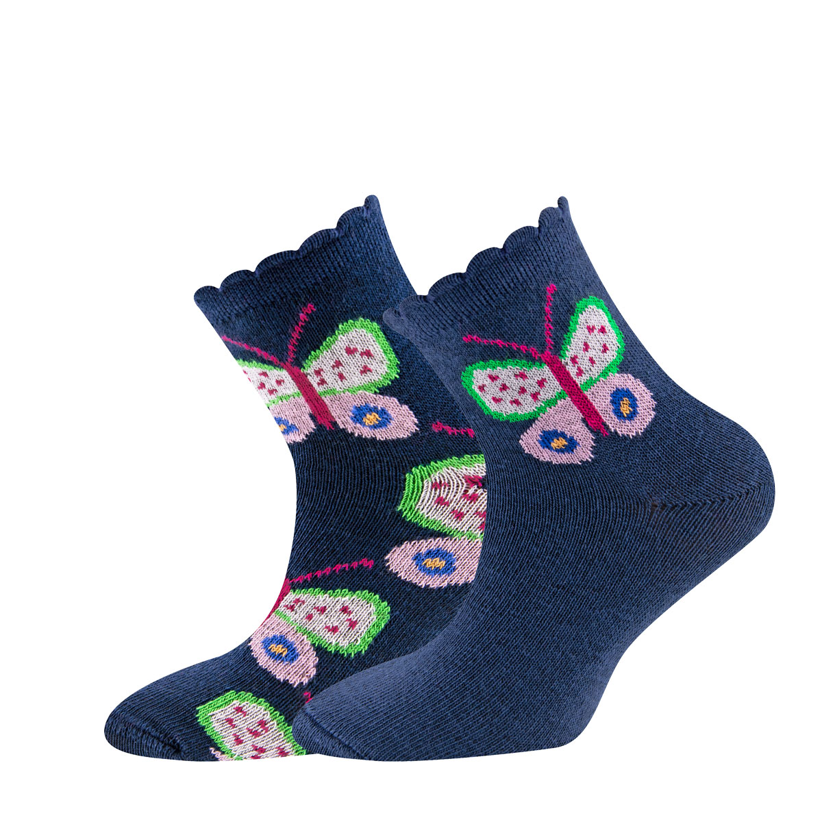 Socken 2er Pack knöchelhoch mit Schmetterlingen