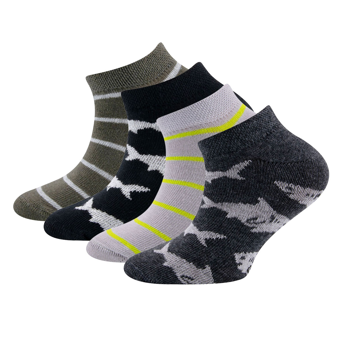 Sneakersocken 4er Pack Hai/Ringel