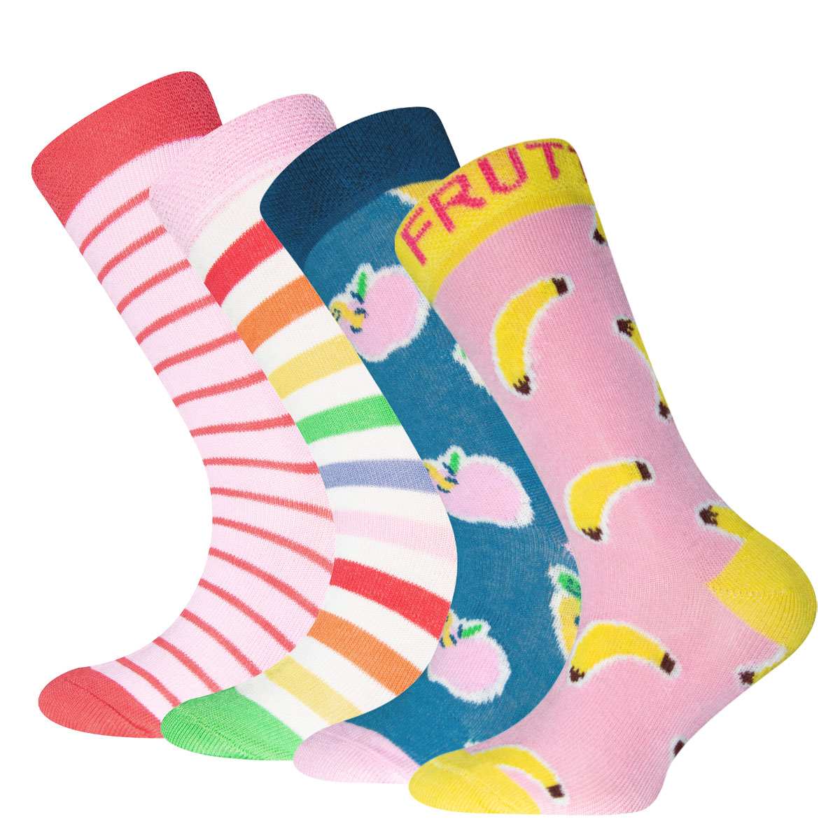Socken 4er Pack Ringel/Früchte