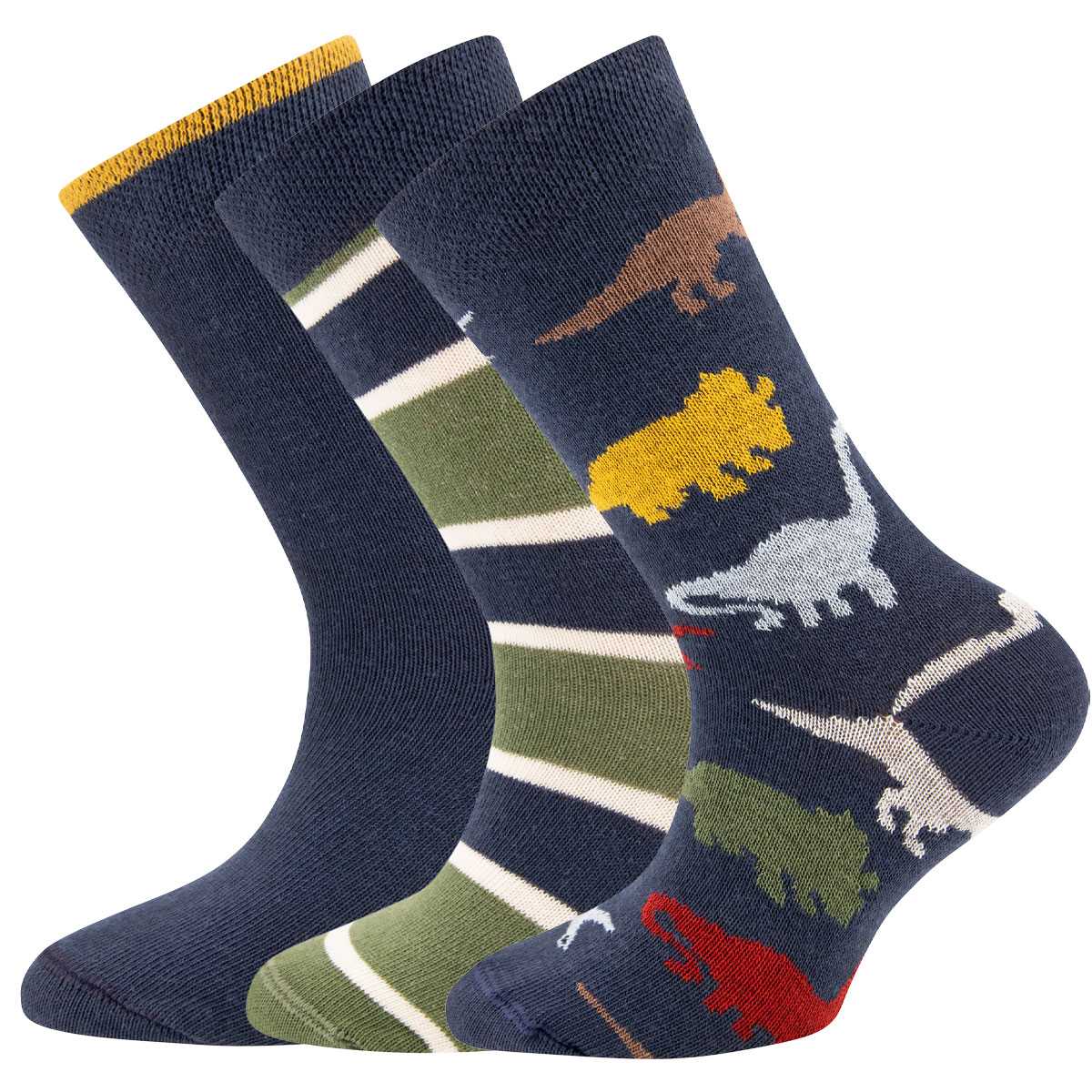 Socken 3er Pack Ringel/Dino