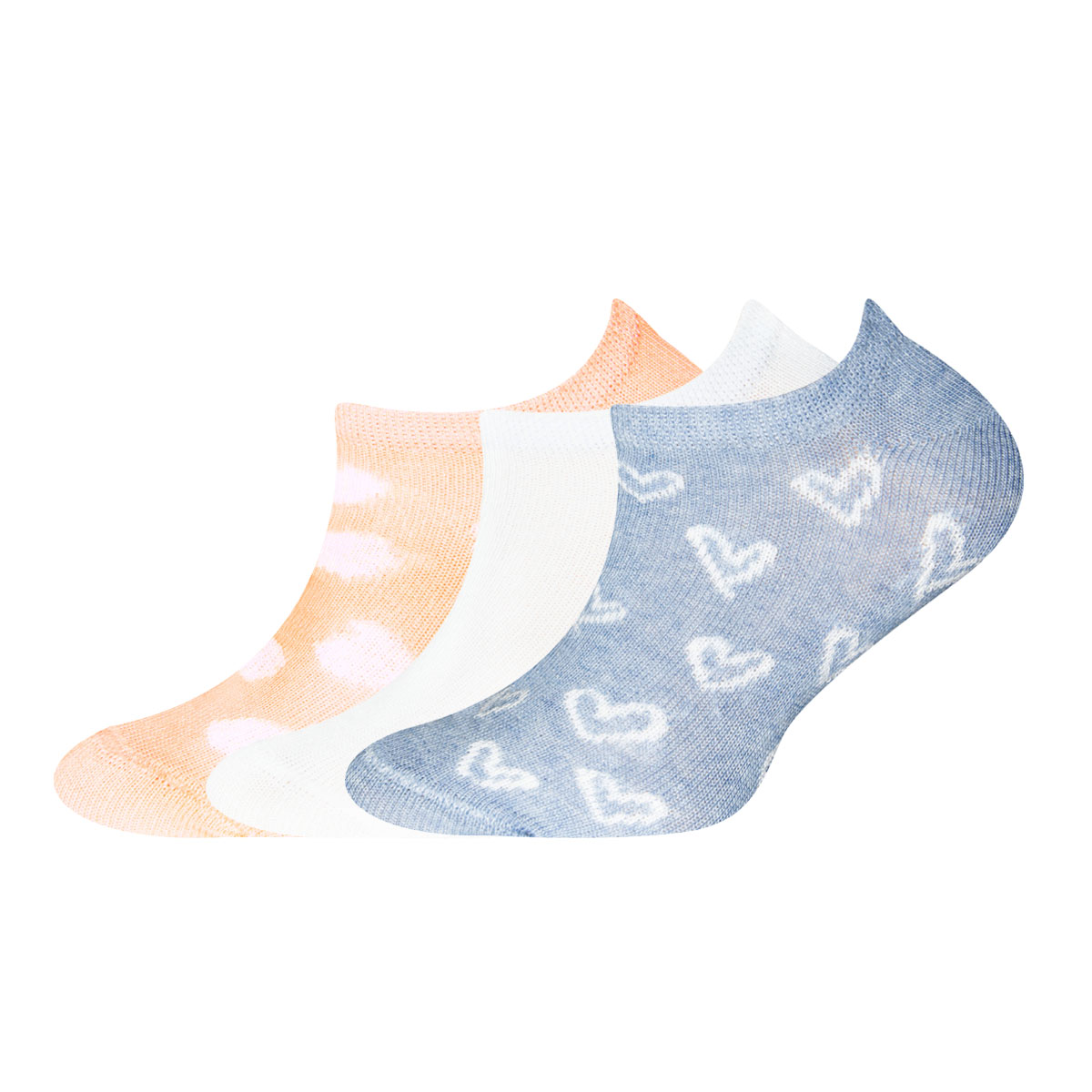 Sneakersocken 3er Pack Herzen/Punkte/Uni
