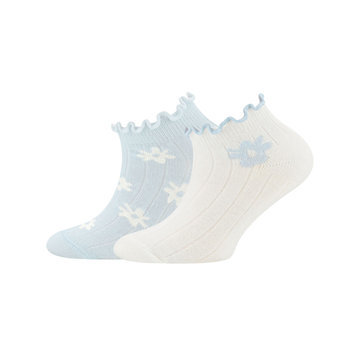 Sneakersocken 2er Pack Blümchen/Rippe