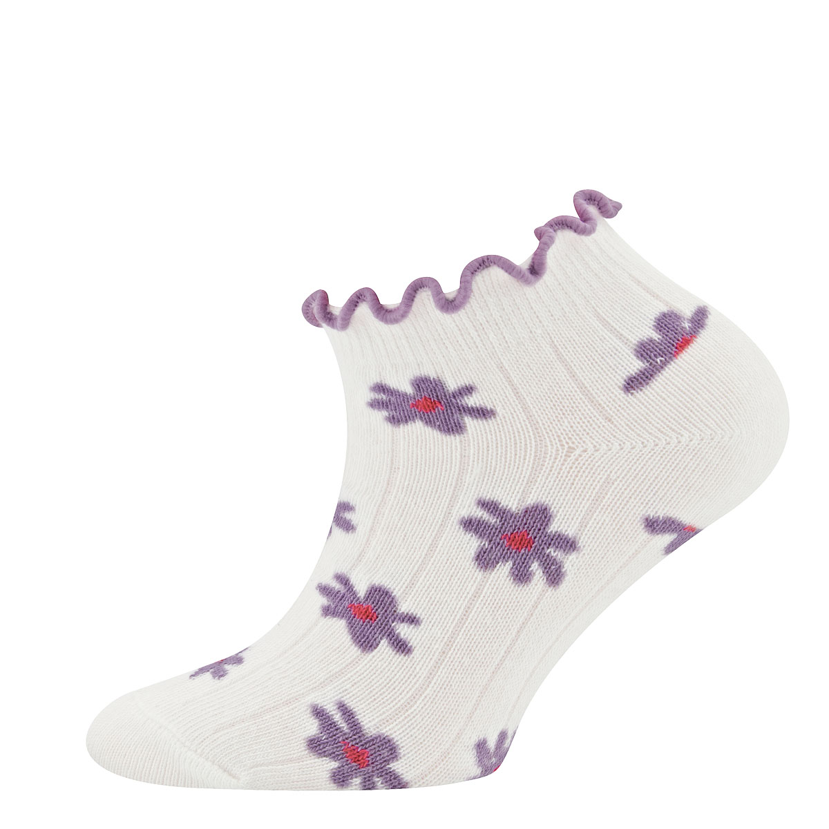Sneakersocken 2er Pack Blümchen/Rippe