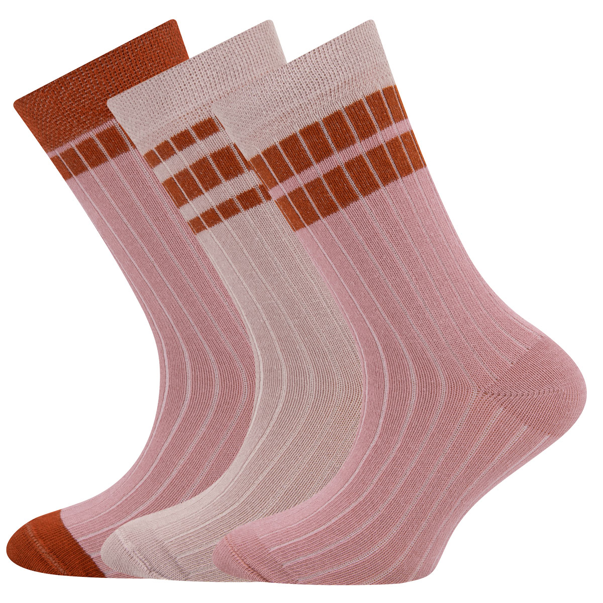 Socken 3er Pack Rippe/Ringel