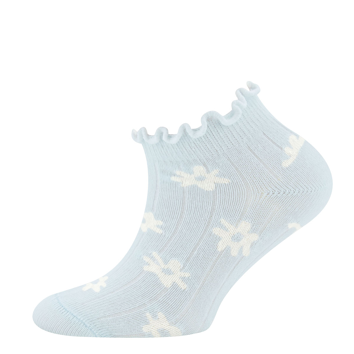 Sneakersocken 2er Pack Blümchen/Rippe