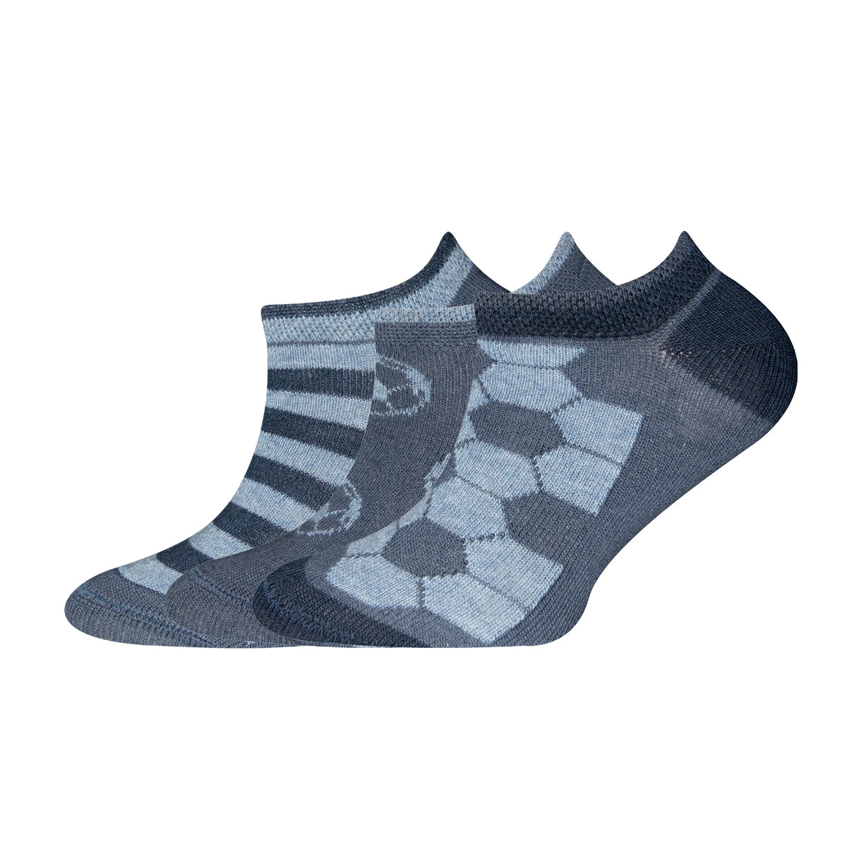 Sneakersocken 3er Pack Fußball/Ringel