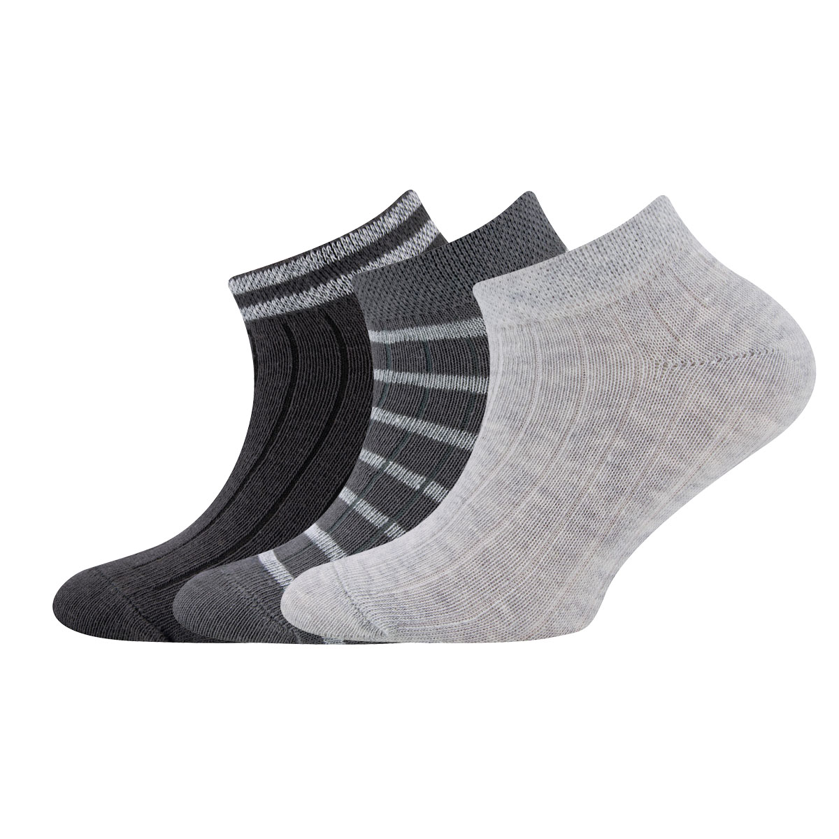 Sneakersocken 3er Pack Ringel/Rippe