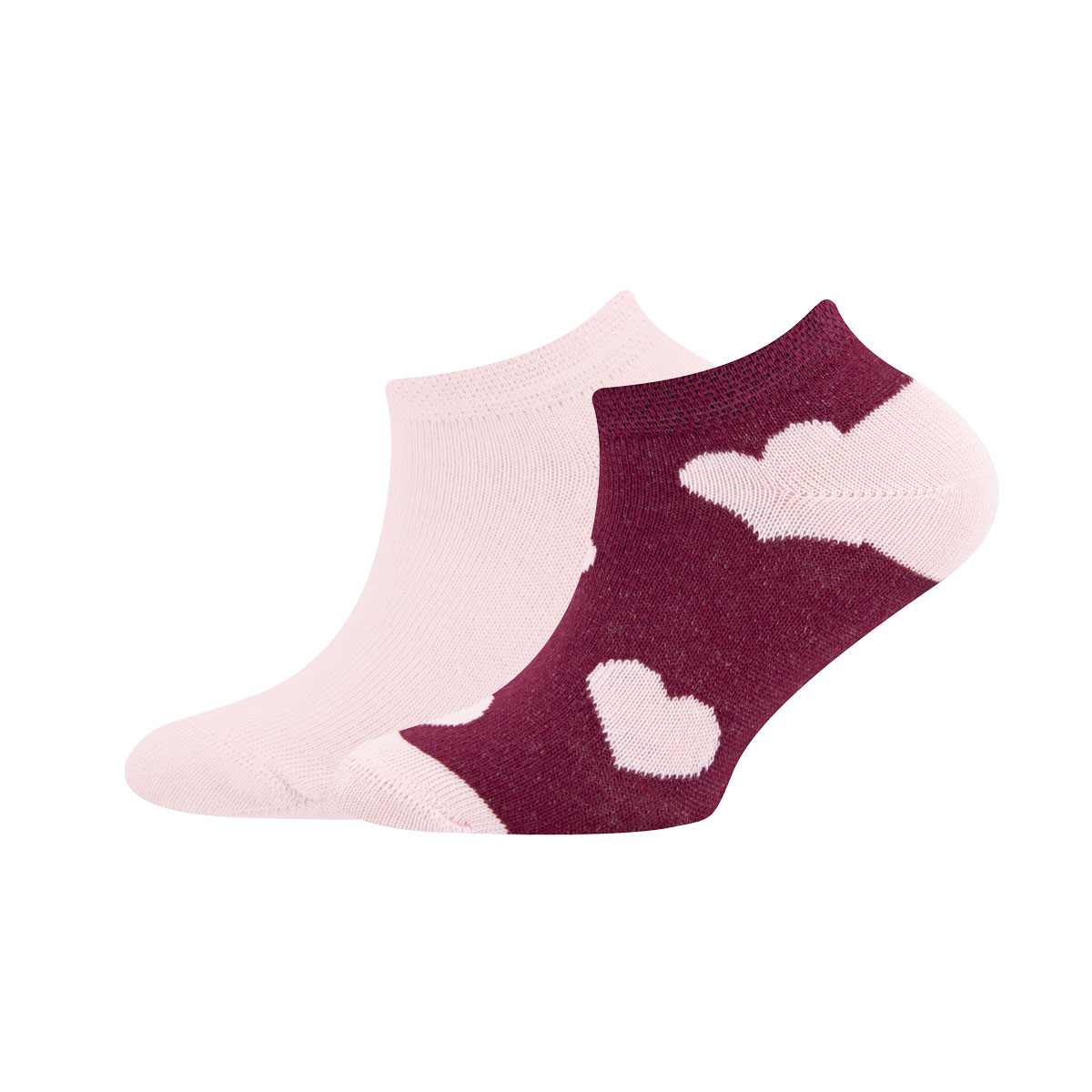Sneakersocken 2er Pack Herzen/Uni